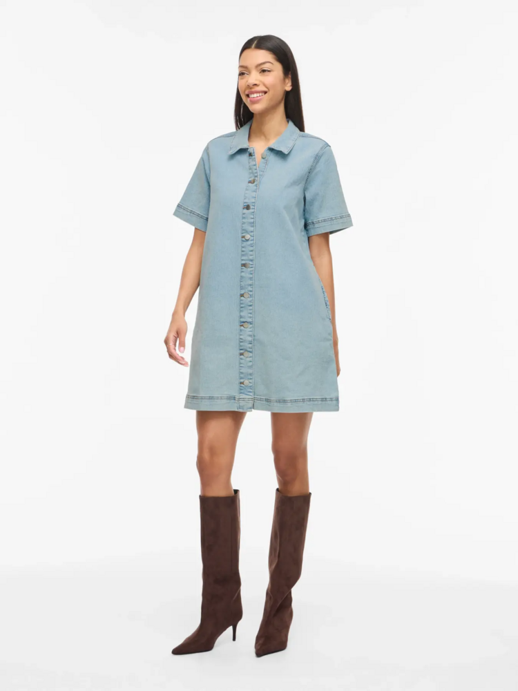 Vila Clothes vinus button jeans dress - light wash