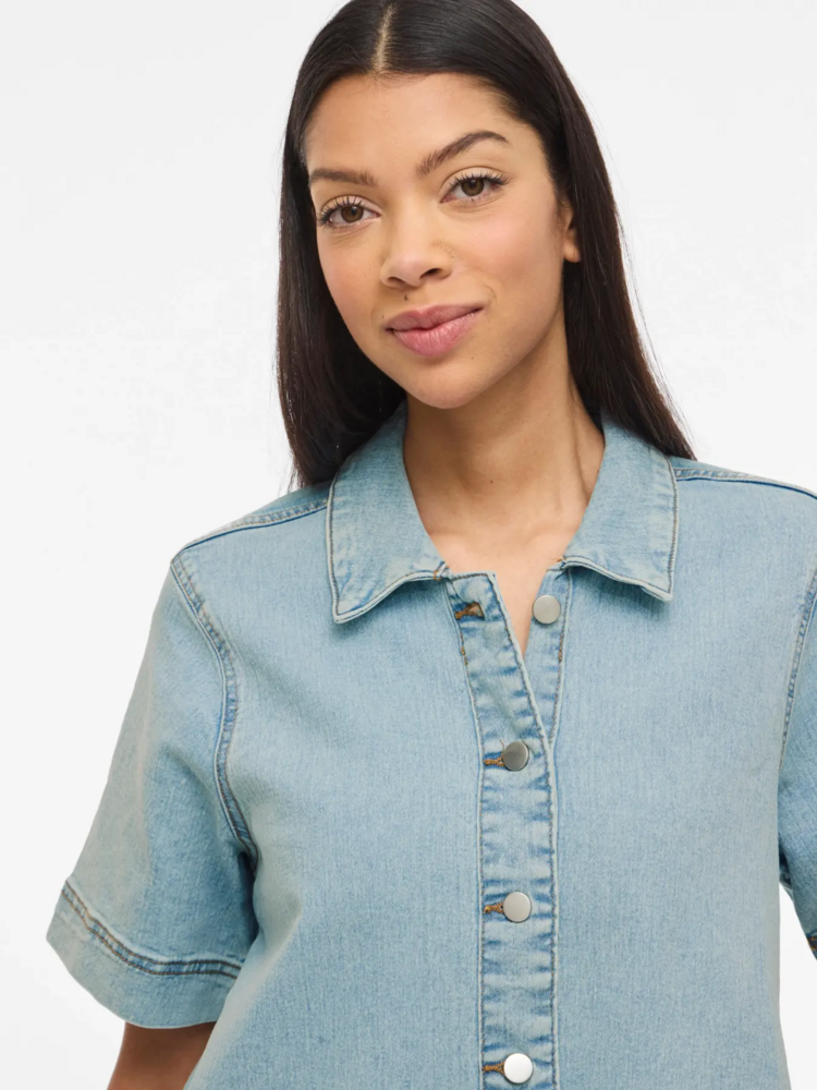 Vila Clothes vinus button jeans dress - light wash