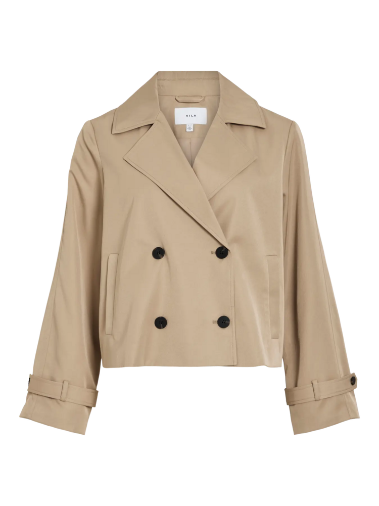 Vila Clothes viaddison 4 button short trench - beige