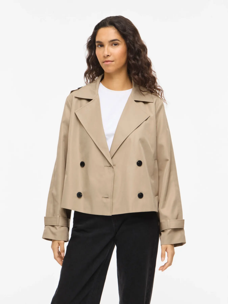 Vila Clothes viaddison 4 button short trench - beige