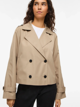 Vila Clothes viaddison 4 button short trench - beige