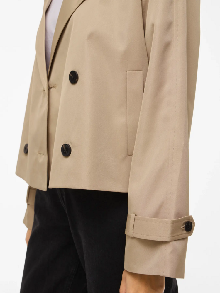 Vila Clothes viaddison 4 button short trench - beige