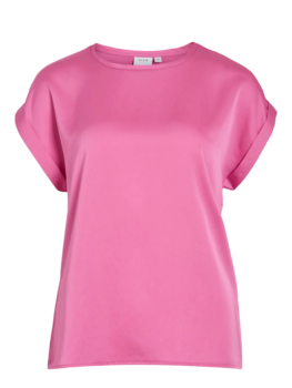 Vila Clothes viellette satin t-shirt - flower pink