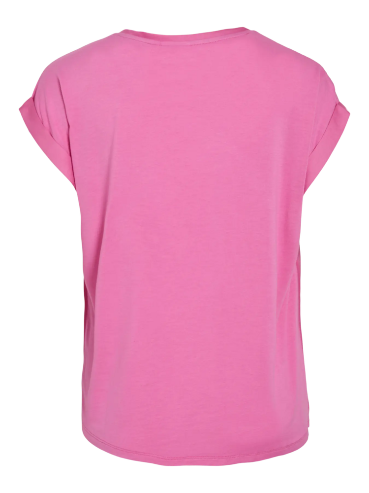 Vila Clothes viellette satin t-shirt - flower pink