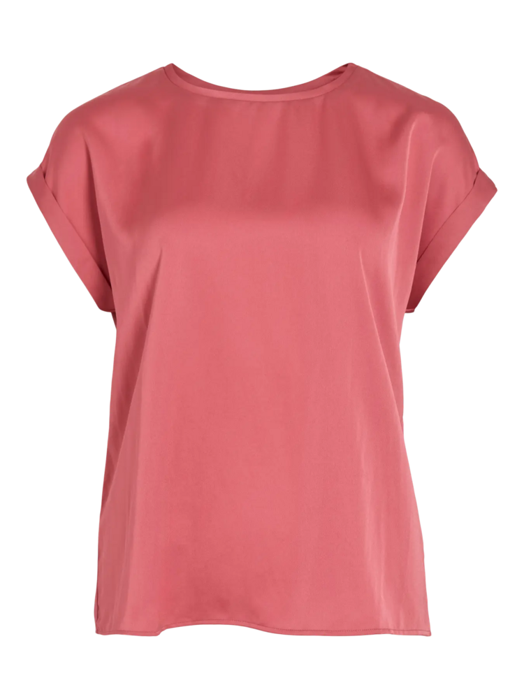 Vila Clothes viellette satin t-shirt - faded pink