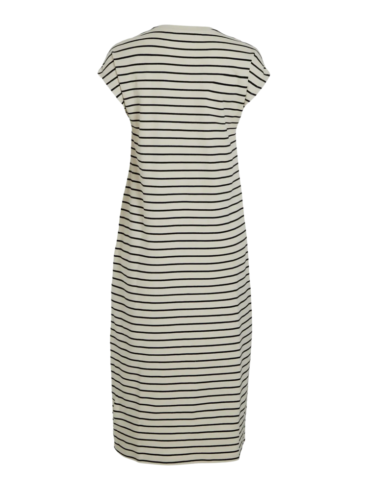 Vila Clothes visinny cap sleeve stripe dress - black/white