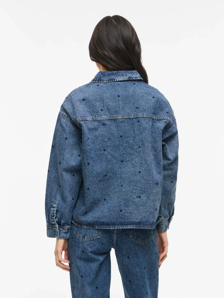 Vila Clothes vicreek denim heart embroidery shirt