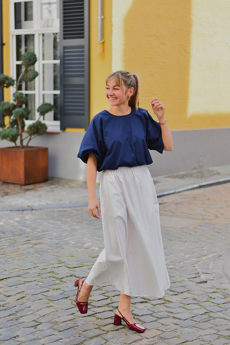 Vila Clothes vibaluni crop puff top - navy