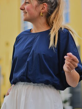 Vila Clothes vibaluni crop puff top - navy