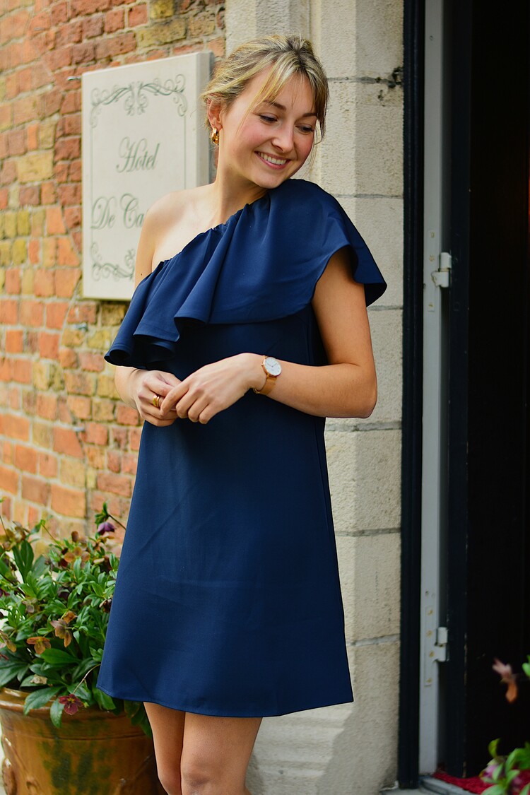 La petite étoile rimel one shoulder ruffle dress - navy