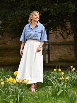 Vila Clothes vidonna cotton midi skirt - white