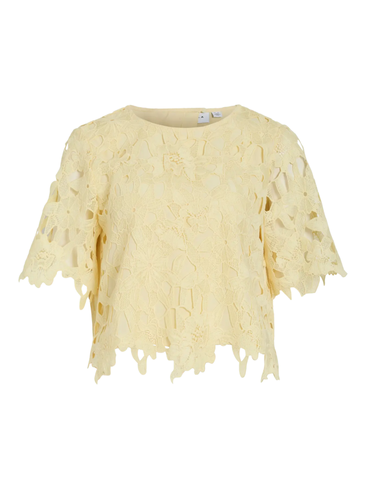 Vila Clothes visienna lace top - pastel yellow