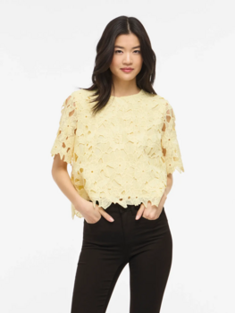 Vila Clothes visienna lace top - pastel yellow