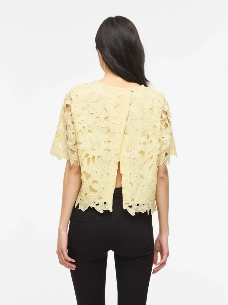 Vila Clothes visienna lace top - pastel yellow