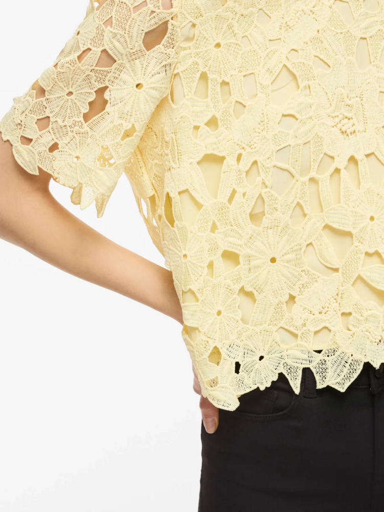 Vila Clothes visienna lace top - pastel yellow
