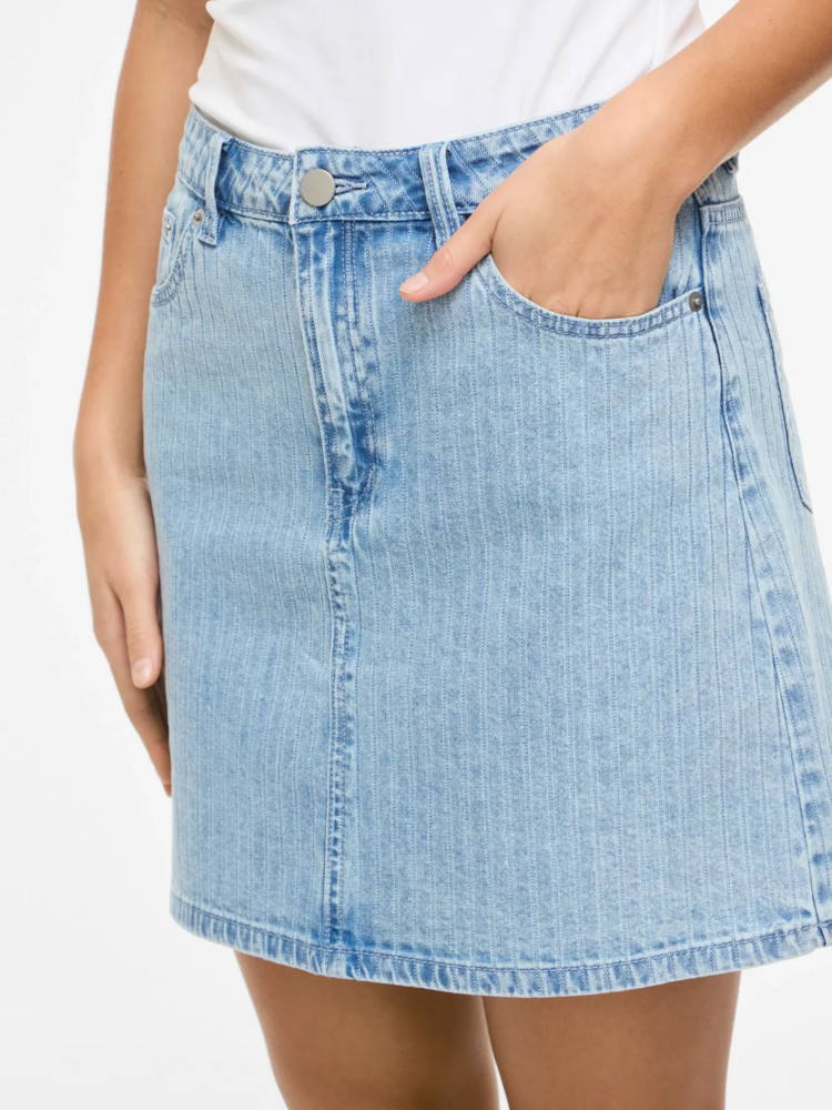 Vila Clothes vielly stripe jeans skirt - light wash