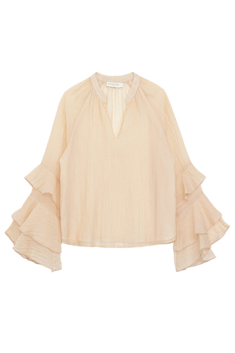 La petite étoile brieta ruffle sleeve blouse - pouder pink