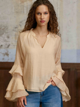 La petite étoile brieta ruffle sleeve blouse - pouder pink