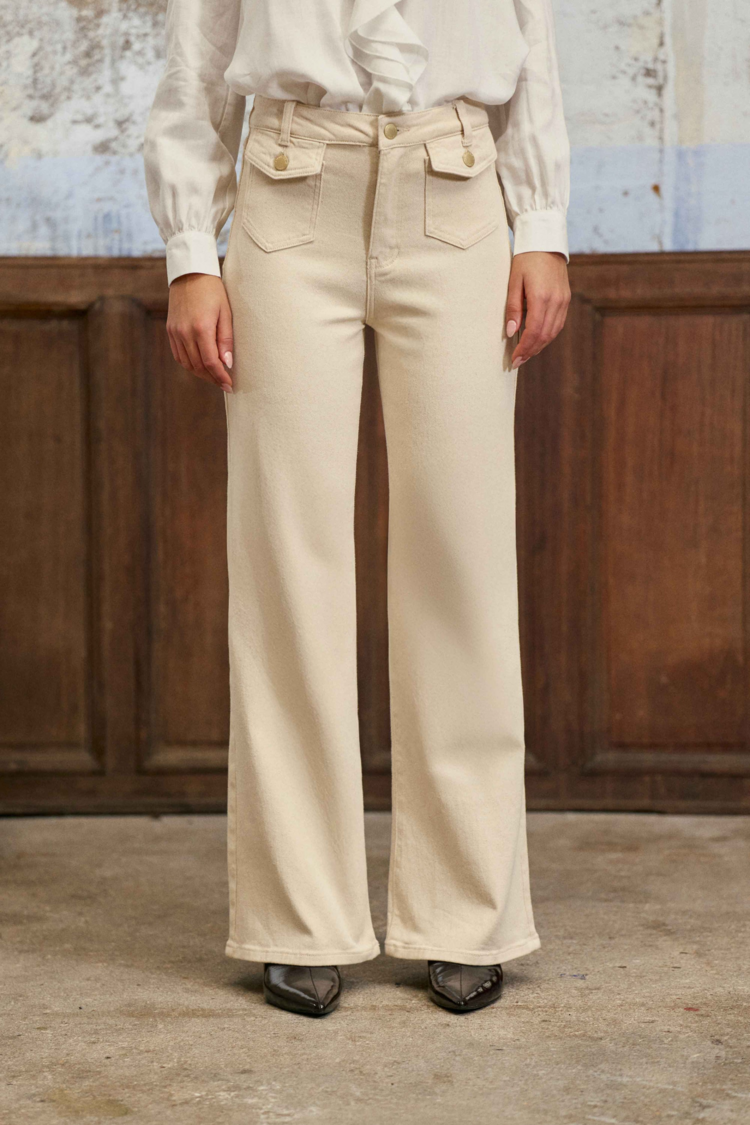 La petite étoile peytond flare jeans - beige