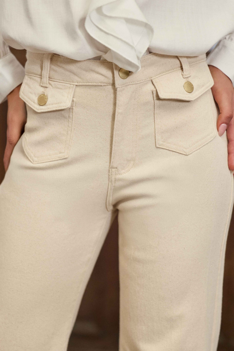 La petite étoile peytond flare jeans - beige