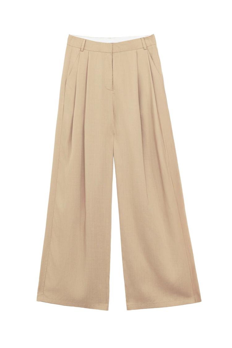 La petite étoile paline pleaded pants - beige