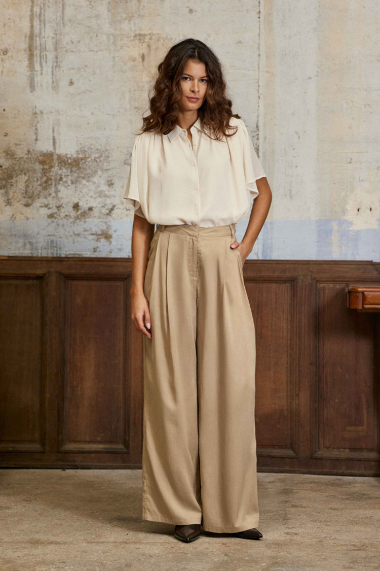La petite étoile paline pleaded pants - beige