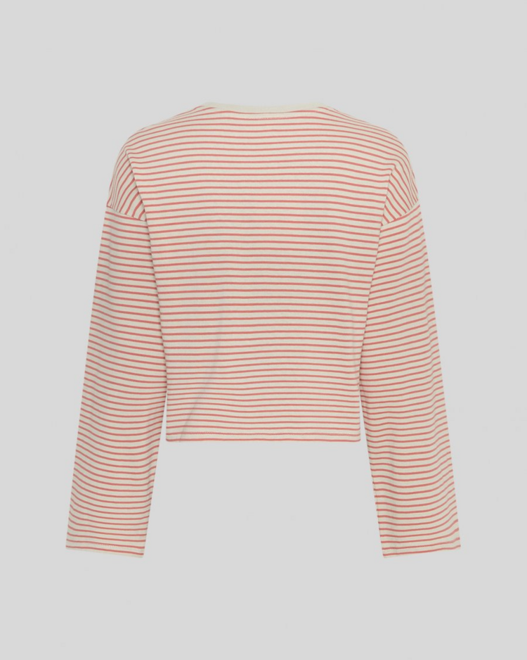Moss Copenhagen krestiane stripe thin pullover - faded pink/ecru