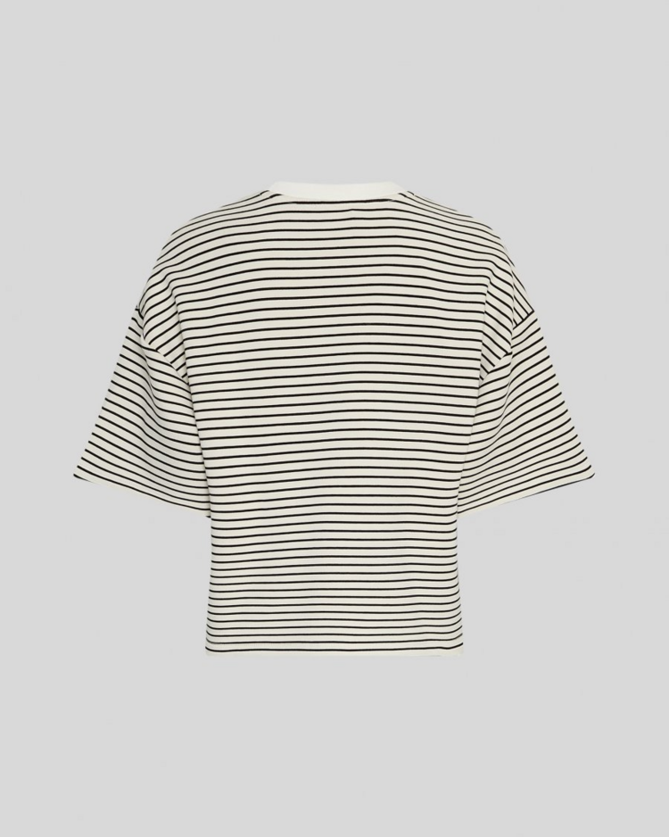 Moss Copenhagen nilda short sleeve stripe top - black/white