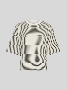 Moss Copenhagen nilda short sleeve stripe top - black/white