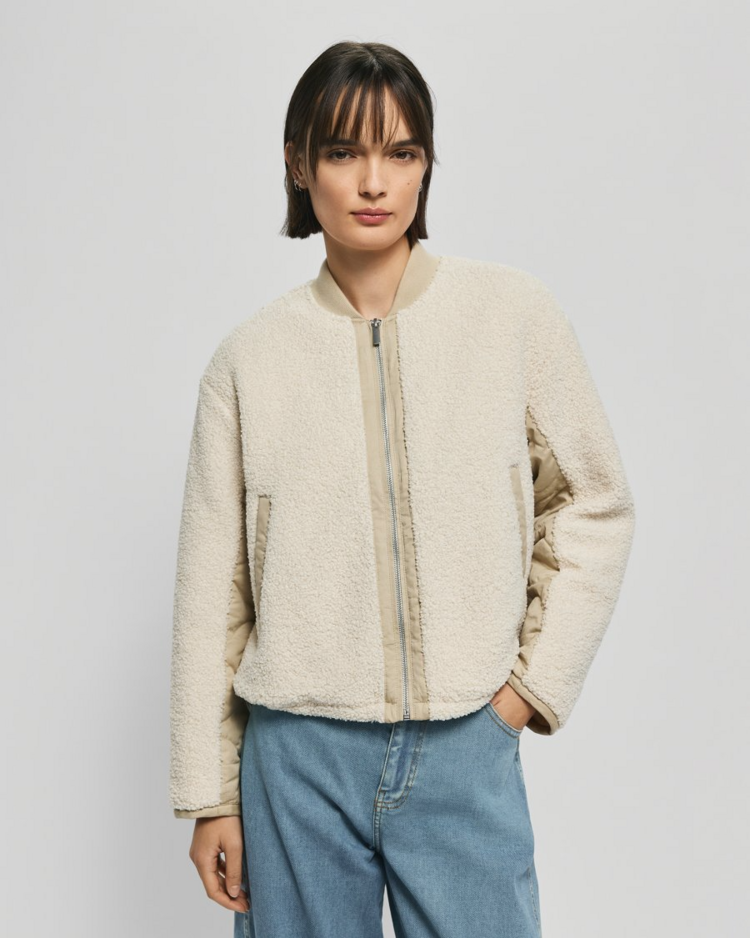 Moss Copenhagen latha teddy beige detail jacket -ecru