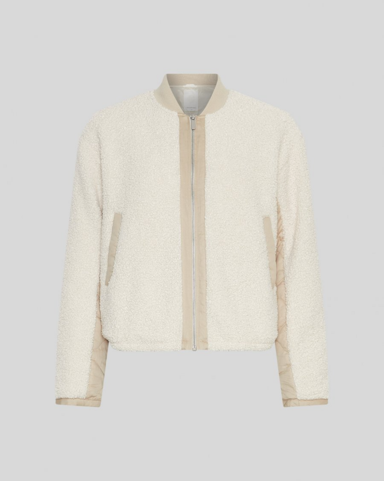 Moss Copenhagen latha teddy beige detail jacket -ecru