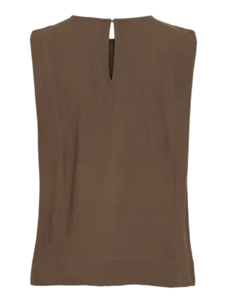 Vila Clothes Vilineena sleeveless linnen bland top - brown