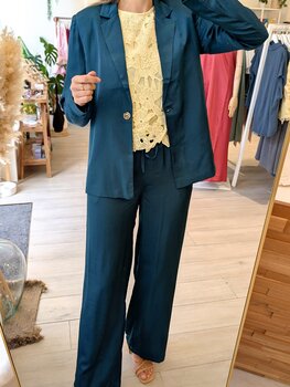 Vila Clothes vibolis satin look pants - petrol