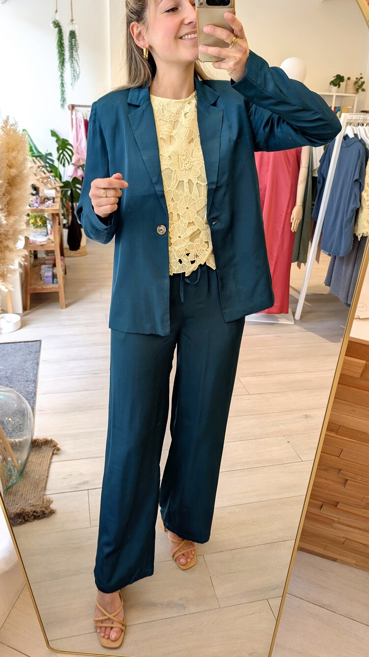 Vila Clothes vibolis satin look pants - petrol