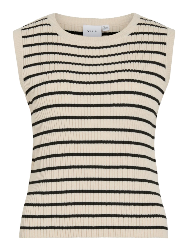 Vila Clothes vimalu stripe sleeveless top - black/white