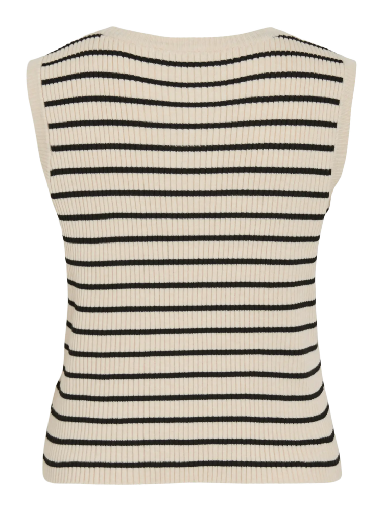 Vila Clothes vimalu stripe sleeveless top - black/white