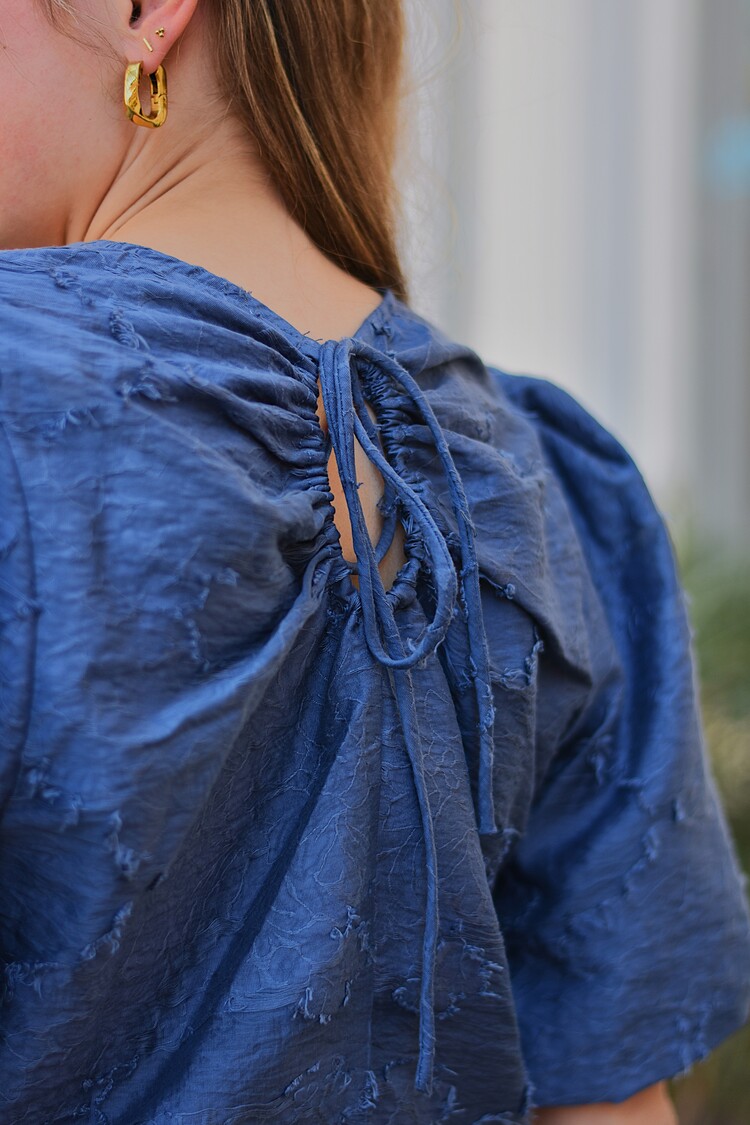 Moss Copenhagen orkidea puff sleeve top - blue