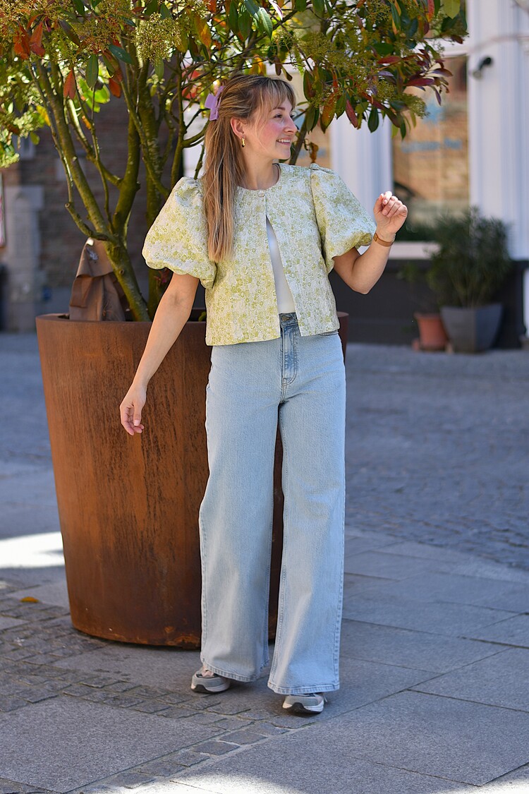 Vila Clothes vikaia print bolero top - ligt green/white