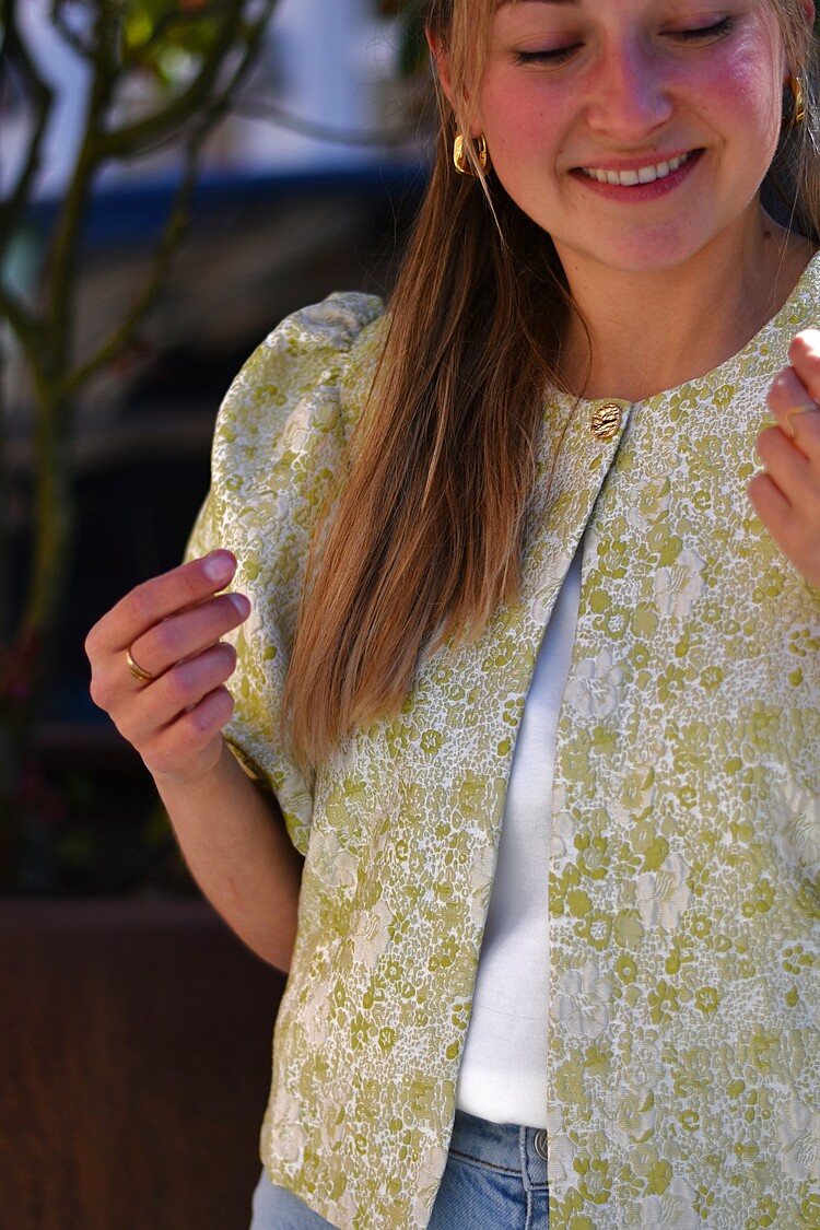 Vila Clothes vikaia print bolero top - ligt green/white