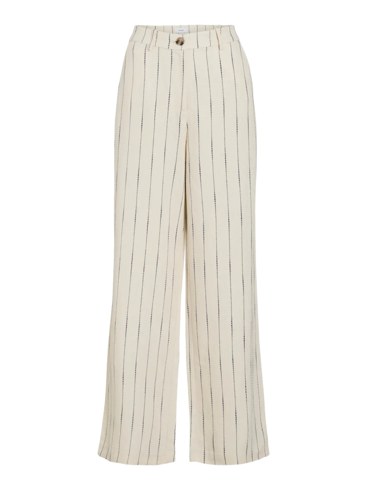 Vila Clothes Vidancina blue line pant - ecru