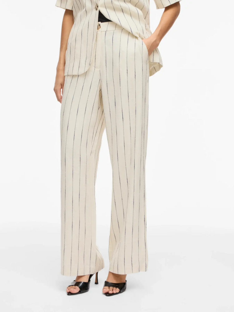Vila Clothes Vidancina blue line pant - ecru
