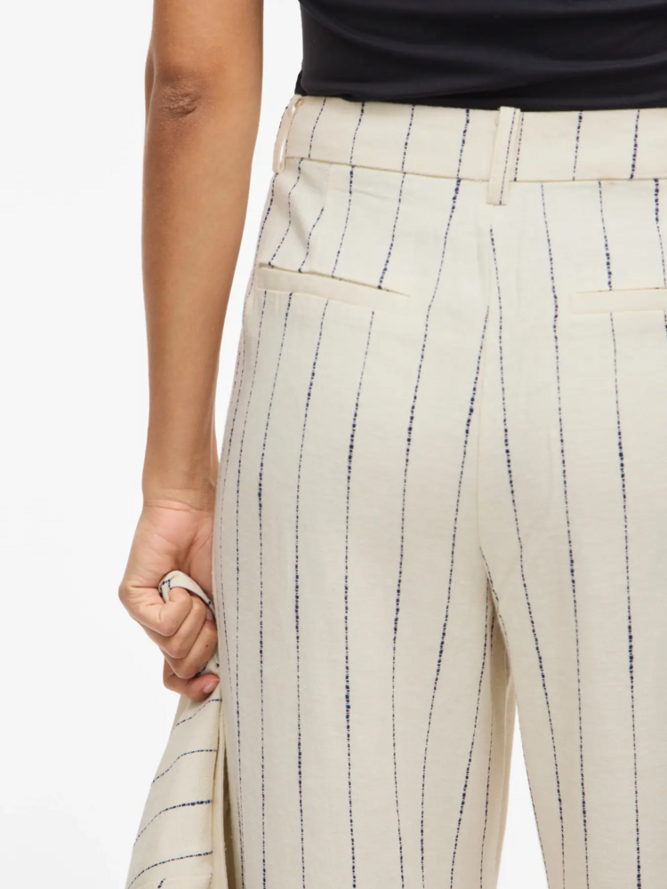 Vila Clothes Vidancina blue line pant - ecru