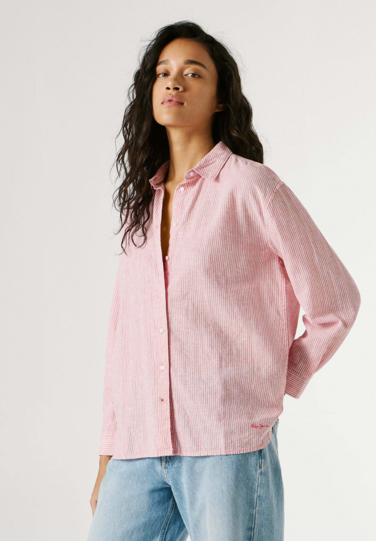 Pepe Jeans bernany stripe shirt - pink/white