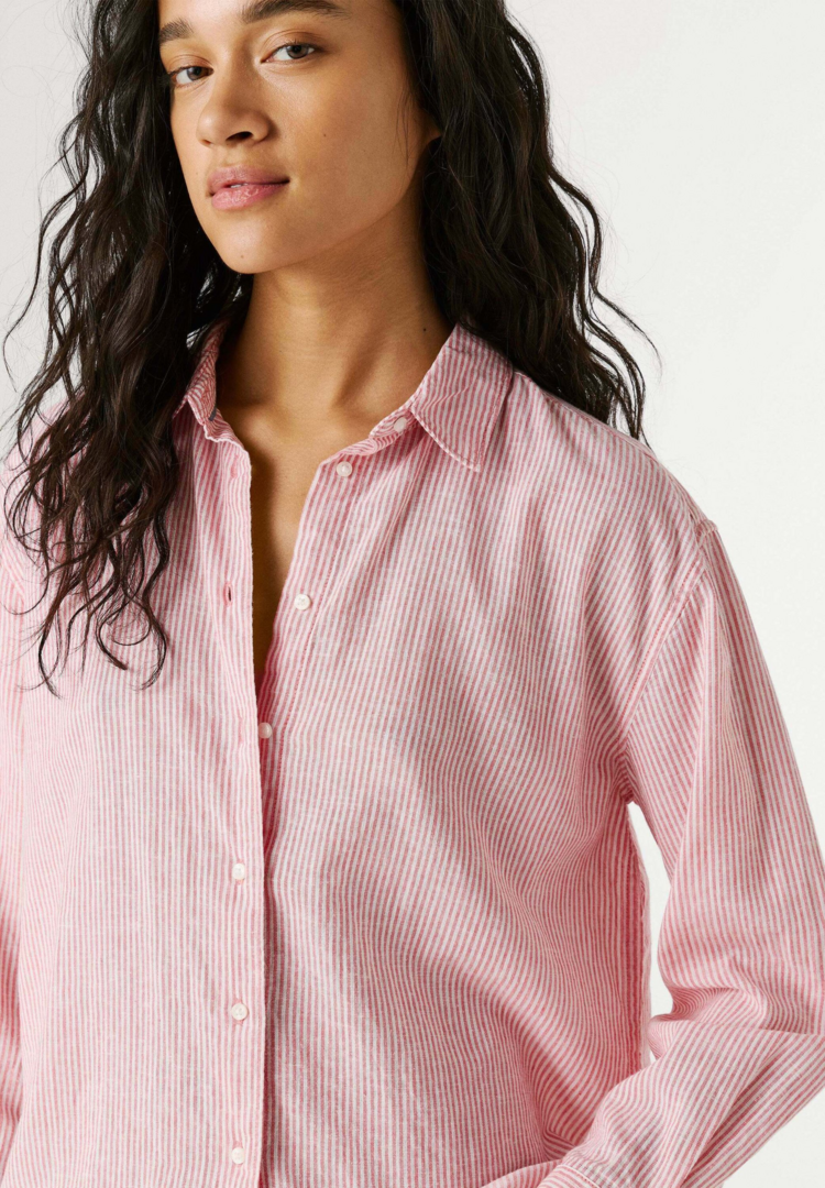 Pepe Jeans bernany stripe shirt - pink/white