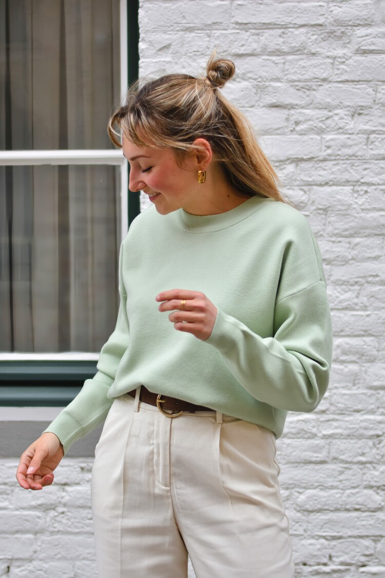 Moss Copenhagen aubree long sleeve sweater - mint green