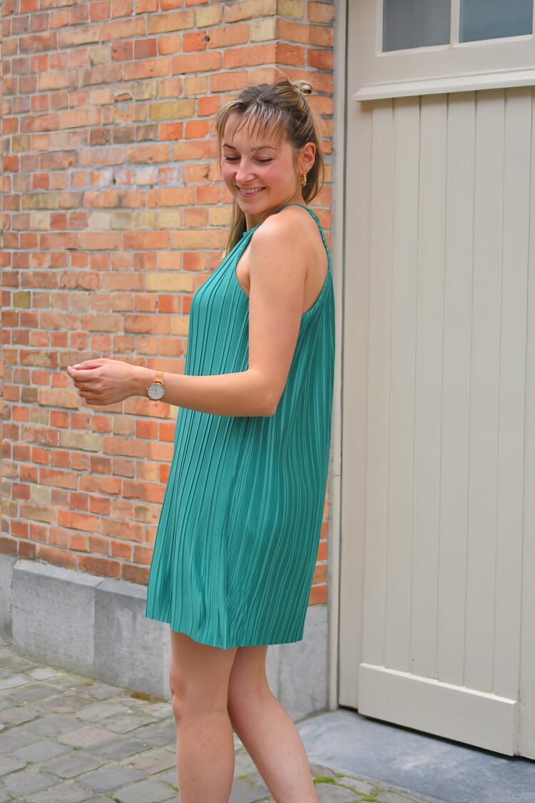 Grace & Mila wilona  plissé dress - petrol