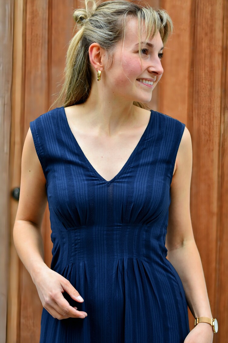 Vila Clothes viyrina rushed dress - navy