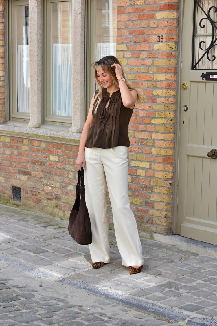 Vila Clothes vitevira tie string top - chocolate