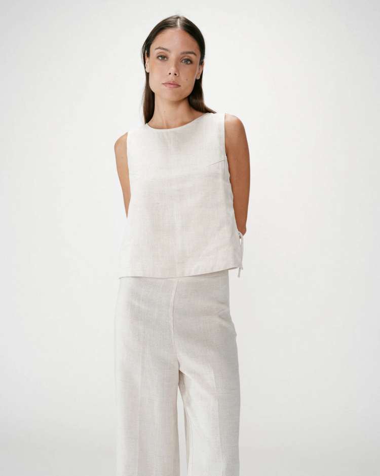 Grace & Mila wesca side ties top - sand