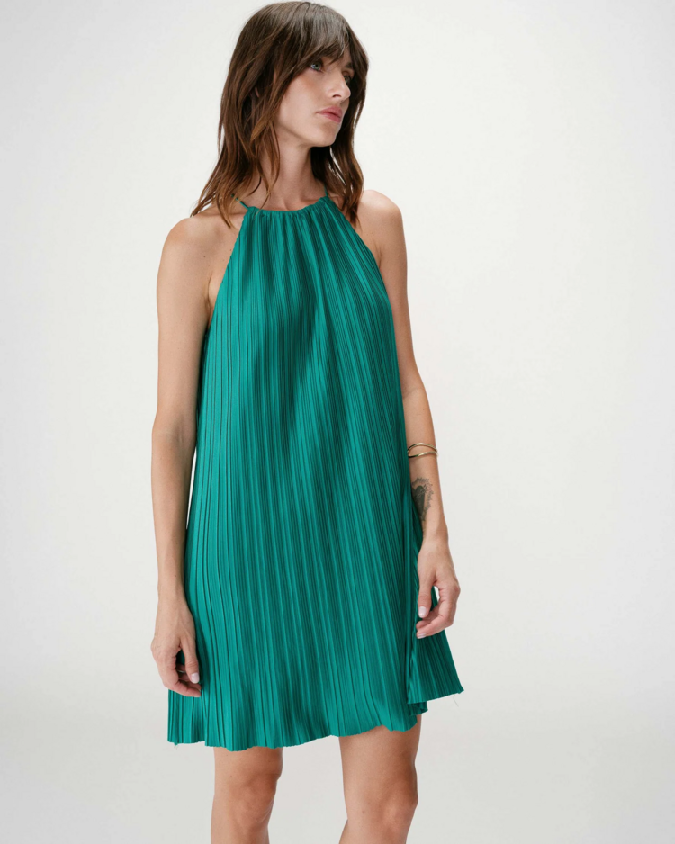 Grace & Mila wilona  plissé dress - petrol
